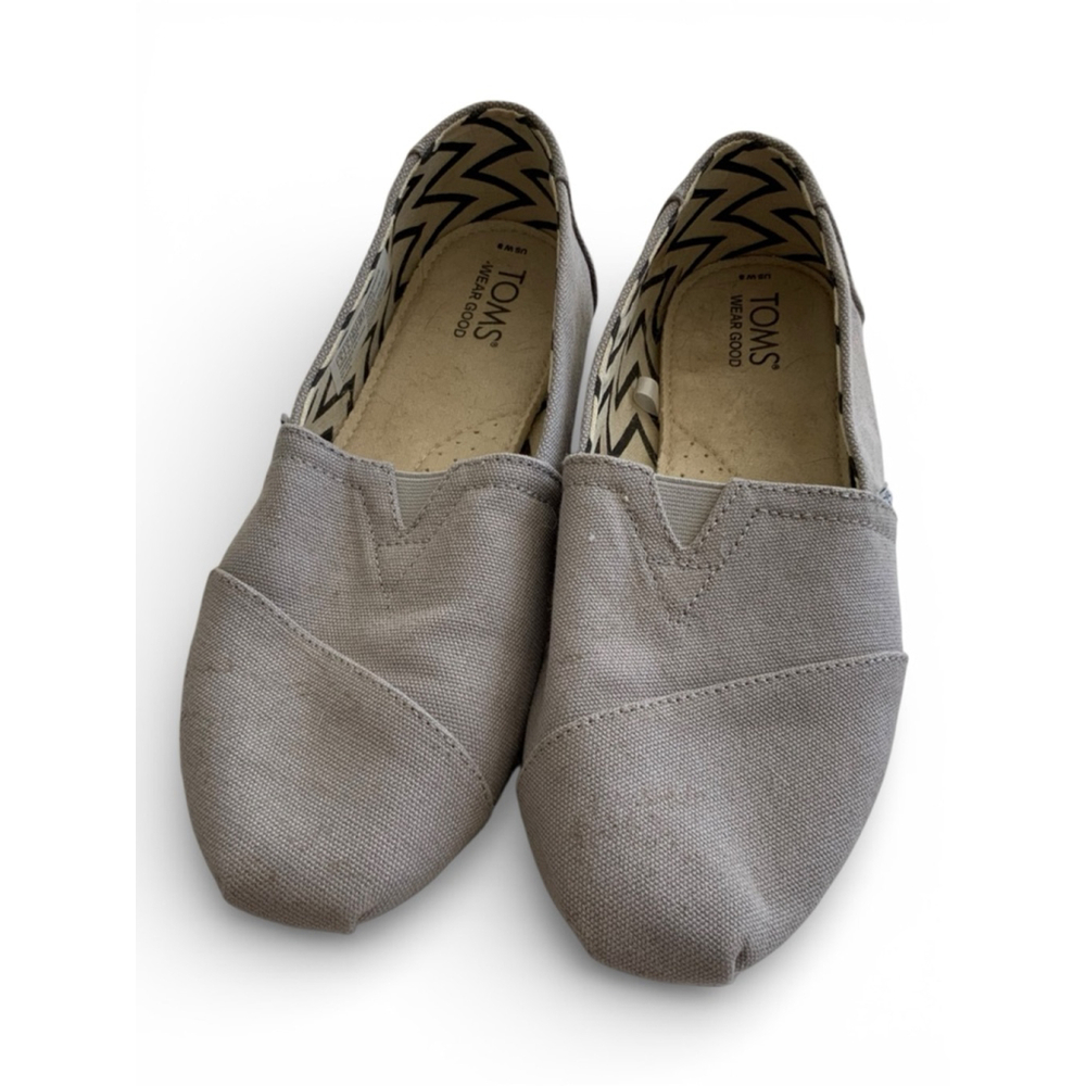 TOMS Gray Canvas Flats Loafers Size 8